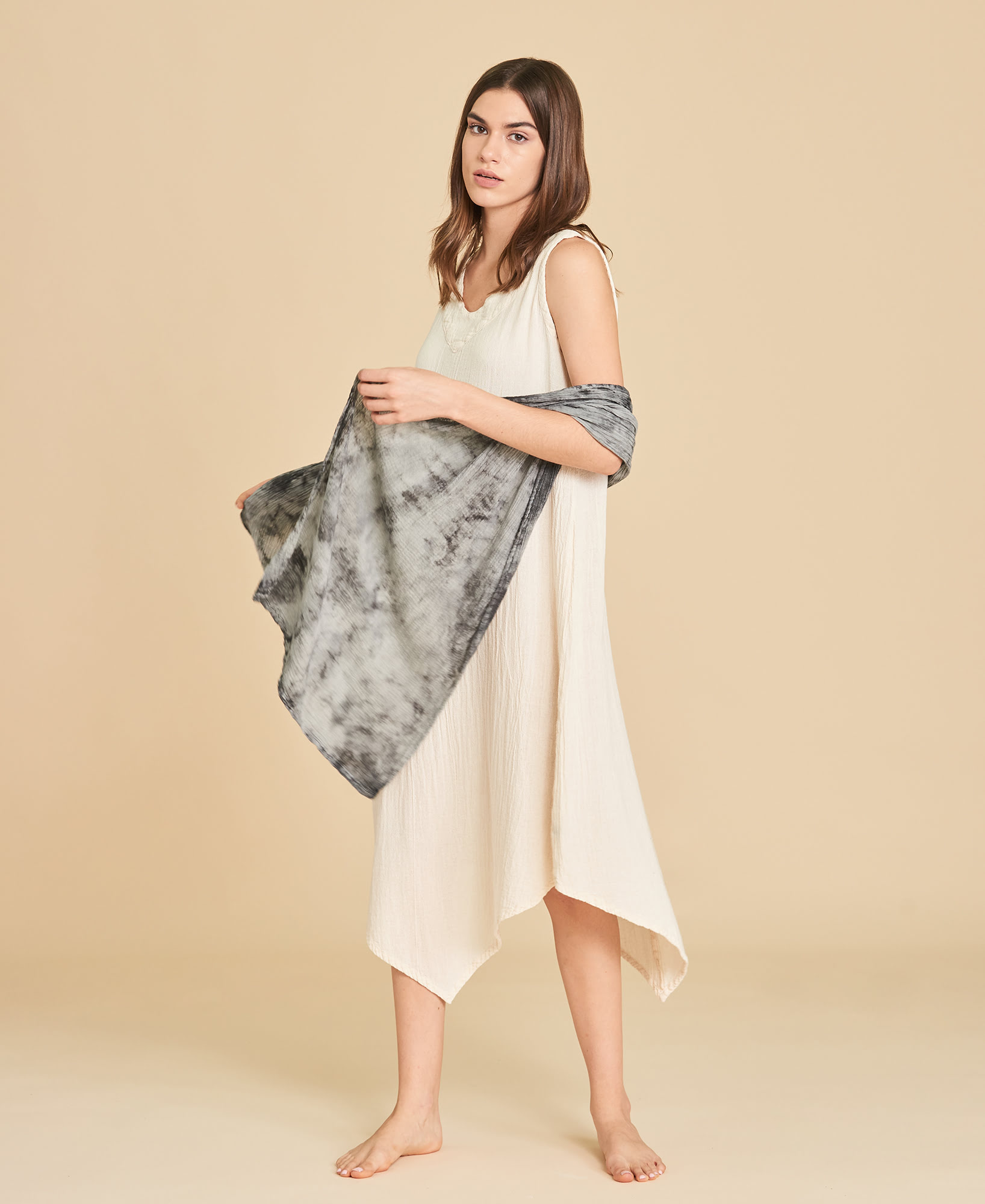 Écharpe en gaze de coton gaufrée Shawl couleur Tie and Dye