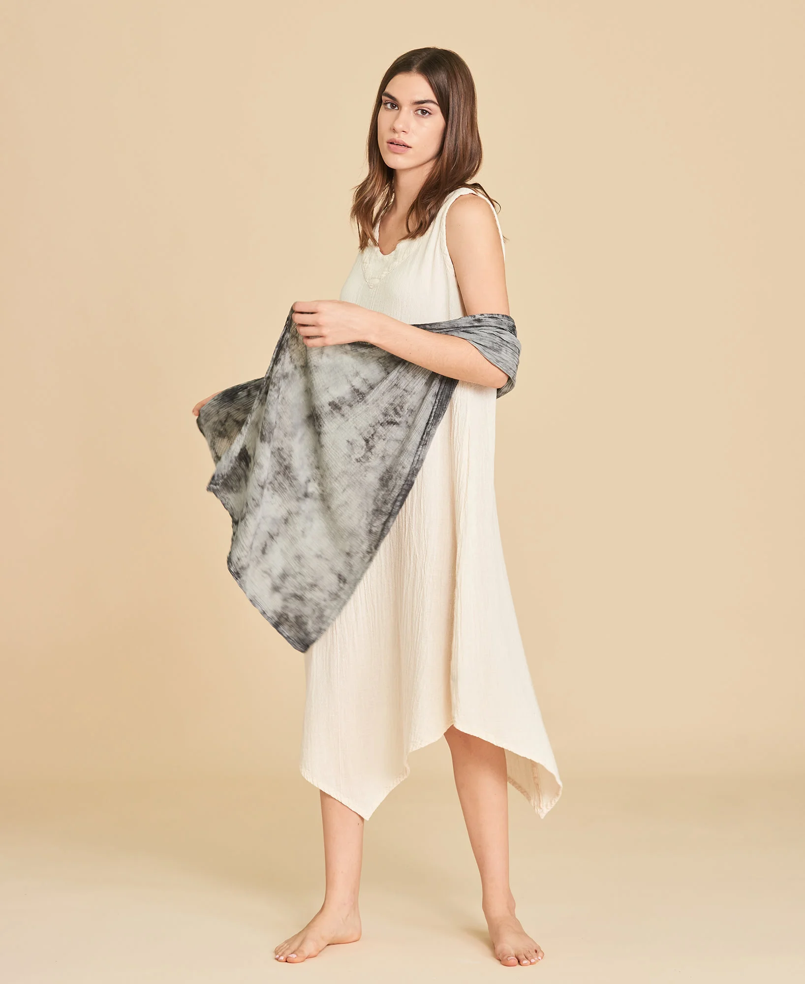 Écharpe en gaze de coton gaufrée Shawl couleur Tie and Dye