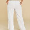 Pantalon droit et fluide en coton avec poches Basic couleur Blanc