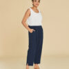 Pantalon ⅞ fluide en coton avec poches Fiona couleur Bleu marine