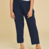 Pantalon ⅞ fluide en coton avec poches Fiona couleur Bleu marine