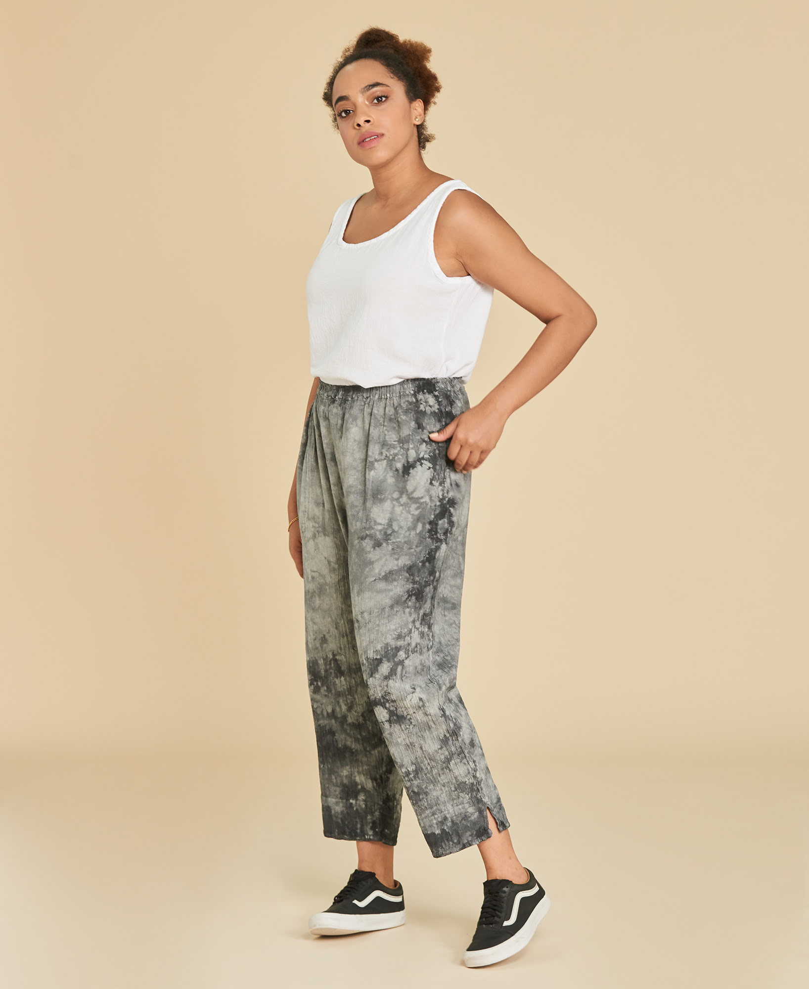Pantalon ⅞ fluide en coton avec poches Fiona couleur Tie and Dye