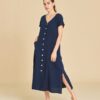 robe longue boutonnée en coton - Raphaele