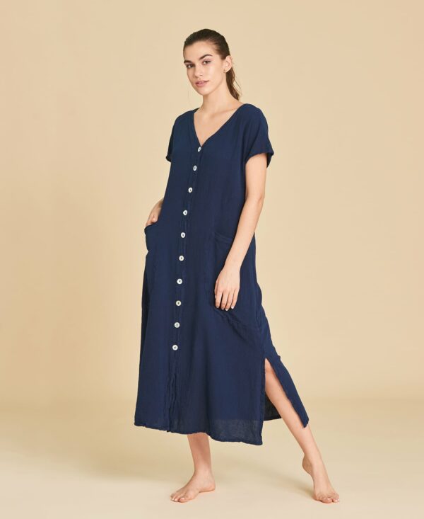 robe longue boutonnée en coton - Raphaele
