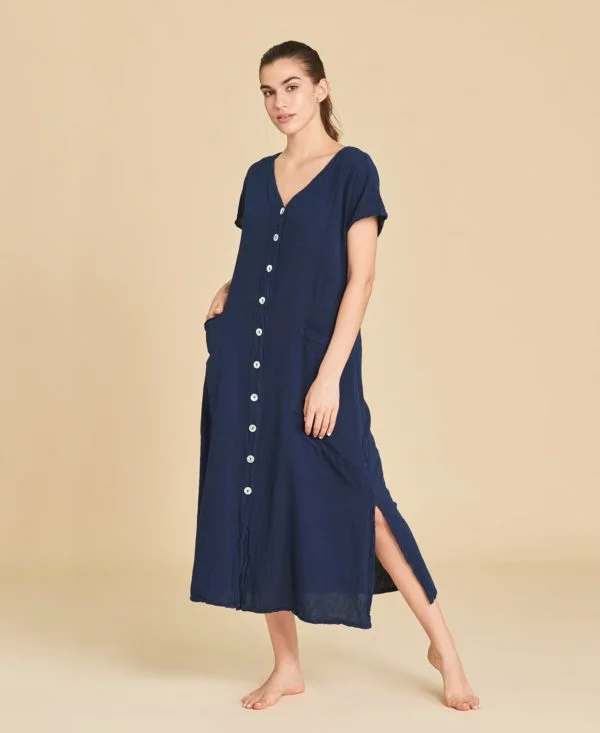 robe longue boutonnée en coton - Raphaele