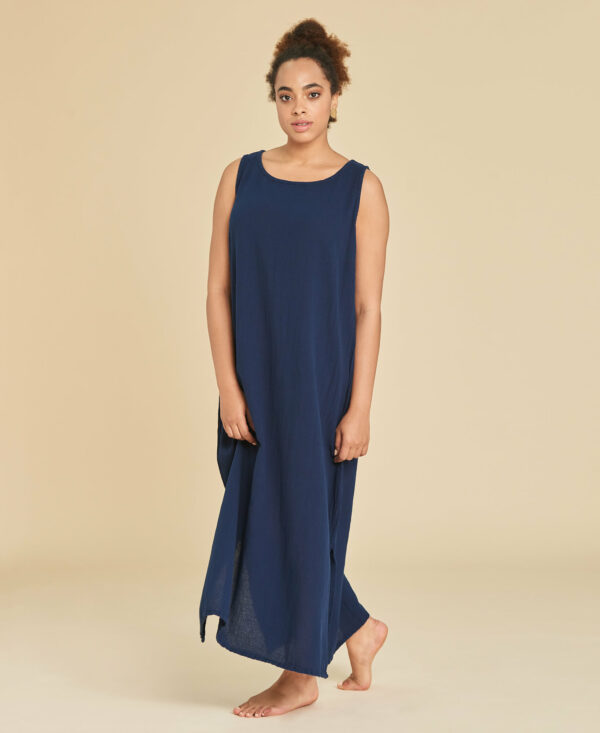 Soldes 44 Robe Gaze Coton Sylvia couleur Bleu Sapphire marque Ahuma 0004 » Ahúma 100% Gaze de Coton