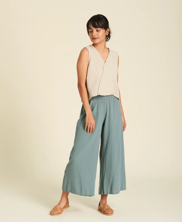 Jupe-culotte 7/8 Emilia en couleur Agave