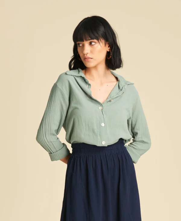 Chemise en gaze de coton Josephine couleur Agave
