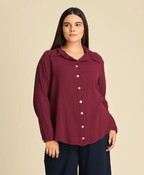 Chemise en gaze de coton Josephine couleur Beet