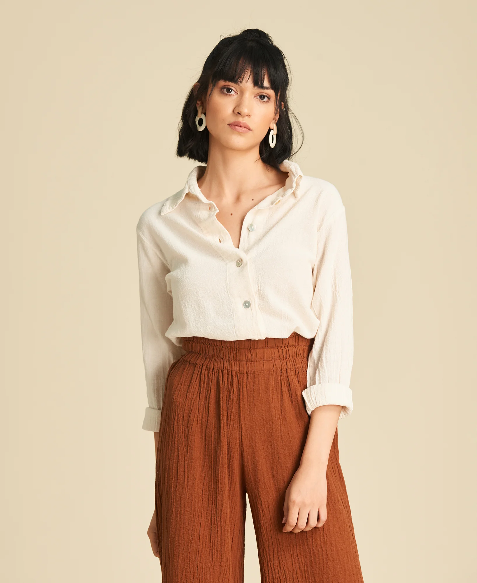 Chemise en gaze de coton Josephine couleur Bone