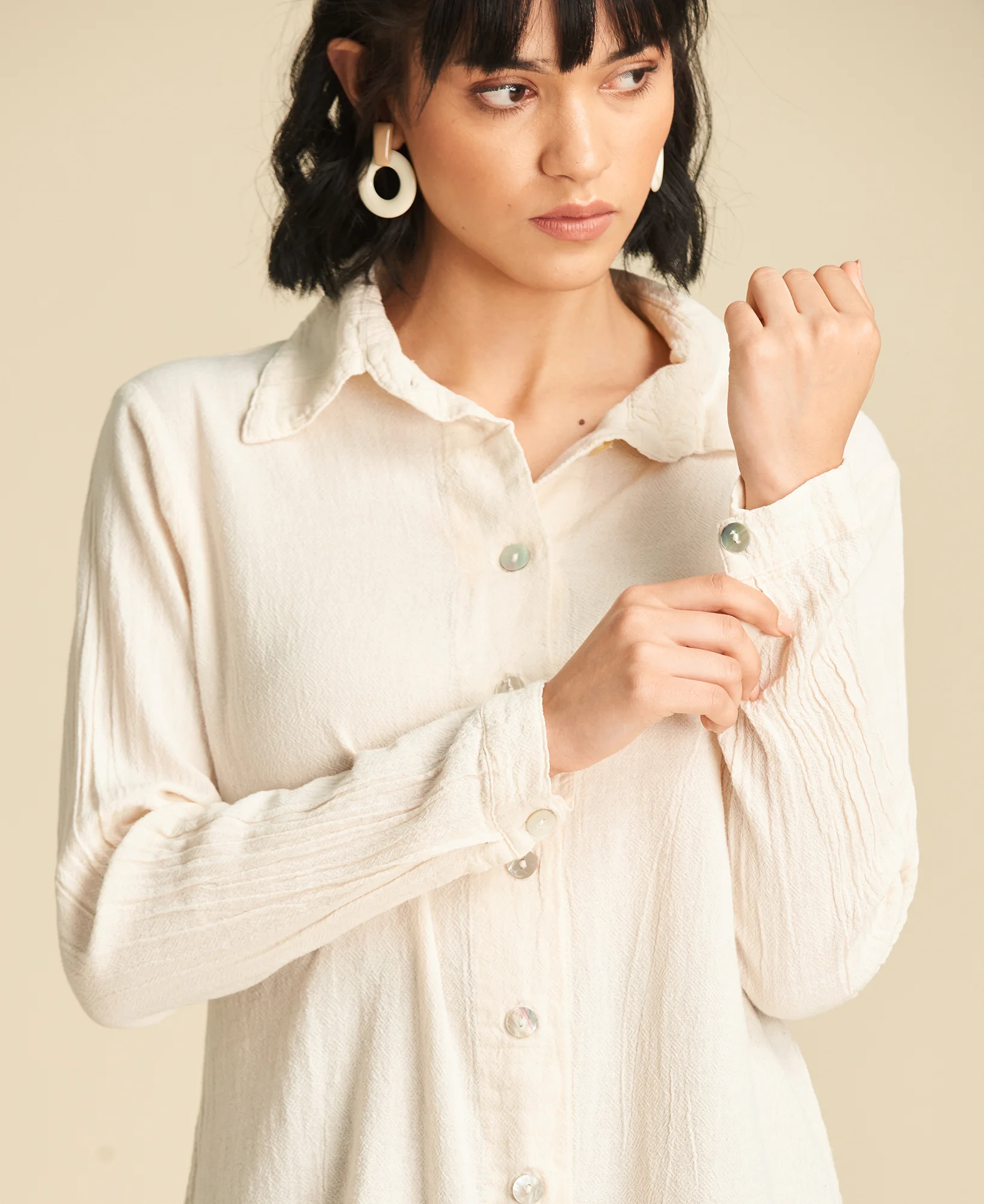 Chemise en gaze de coton Josephine couleur Bone