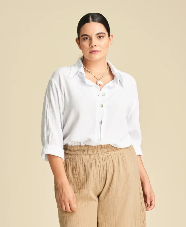 Chemise en gaze de coton Josephine couleur Snow