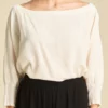 Blouse ample en coton avec manche 3⁄4 bouffante Marina en couleur Bone