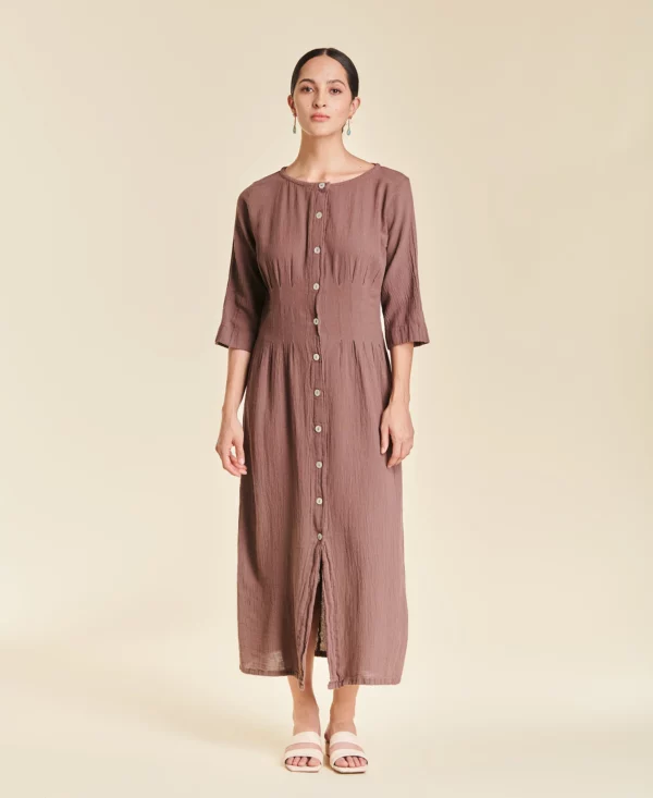 greta_mushroom_1 Robe longue cintrée en gaze de coton